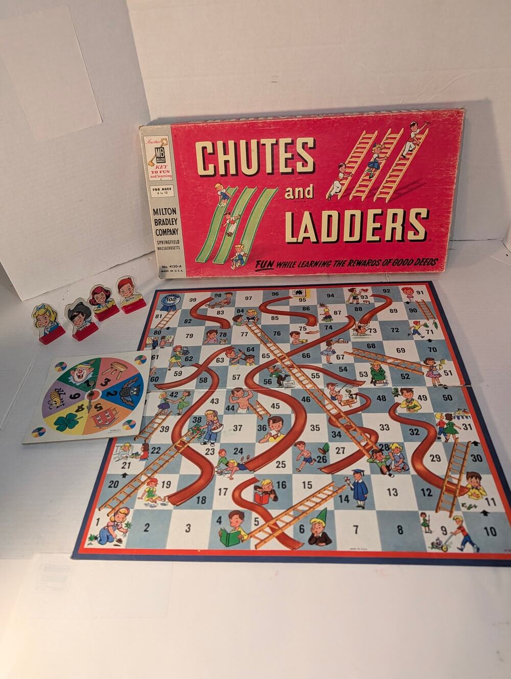 Vintage 1956 MB Chutes and Ladders Board Game Rare